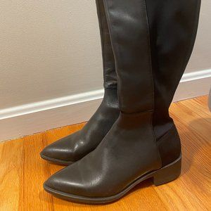 Steve Madden Leather and Fabric Lining, Black Boots, Size 5.5